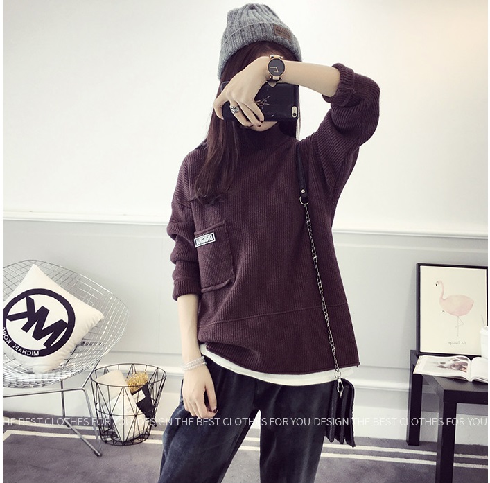 พรีออเดอร์ - เสื้อไหมพรมแขนยาวทรงหลวม Pre- ST756 (สีม่วงเข้ม)