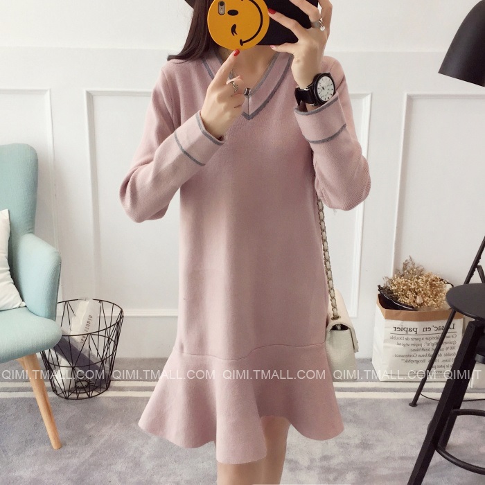 พรีออเดอร์ - เดรสไหมพรม Pre - DT145 (สีชมพู)