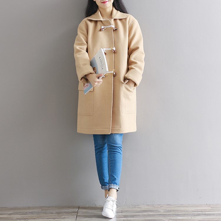 พร้อมส่ง - เสื้อโค้ทผ้าวูล CT164 (สีน้ำตาล)