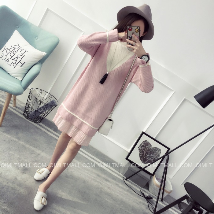 พรีออเดอร์ - เดรสไหมพรม Pre - DT116 (สีชมพู)