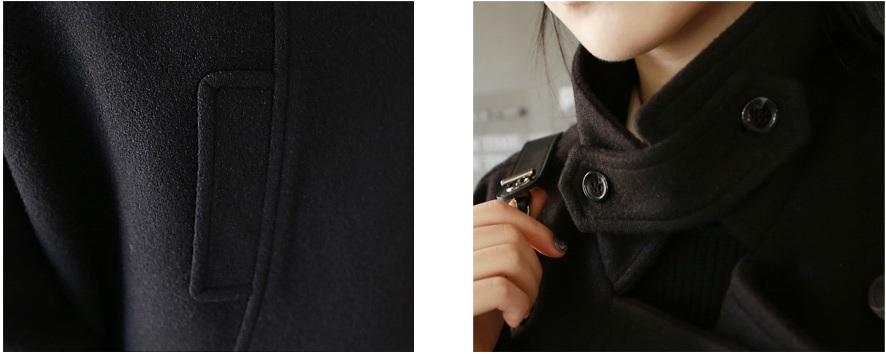 พรีออเดอร์ - เสื้อโค้ทผ้าวูลกันหนาว Pre - CT611 (สีดำ)