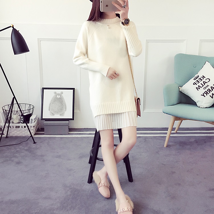 พร้อมส่ง - เดรสไหมพรม DT511 (สีขาว)