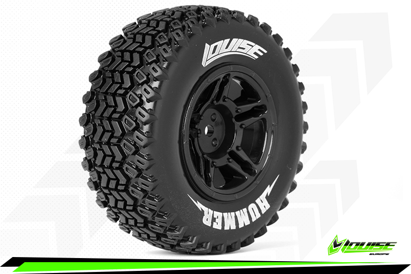 SC-Hummer Tires (Soft Compound), Mounted on Black Rim (2Pcs.)