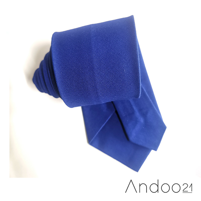 NT349_เนคไทผ้าโทเร สีน้ำเงิน หน้ากว้าง 2.5 นิ้ว