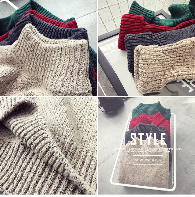 พร้อมส่ง - เสื้อไหมพรมแฟชั่นแขนยาว ST662 (สีเขียวเข้ม)