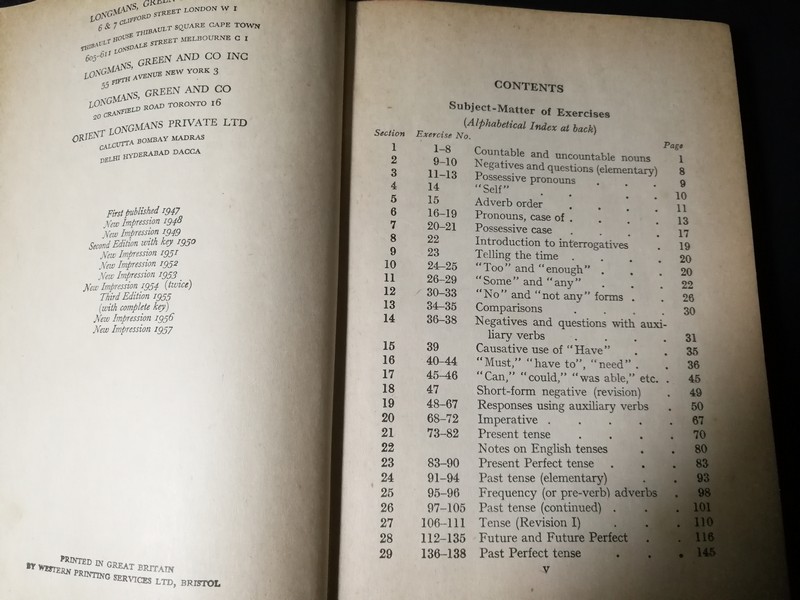 LIVING ENGLISH STRUCTURE PRACTICE BOOK FOR FOREIGN STUDENTS AND KEY BY W.STANNARD ALLEN ปกแข็ง ปี 1957