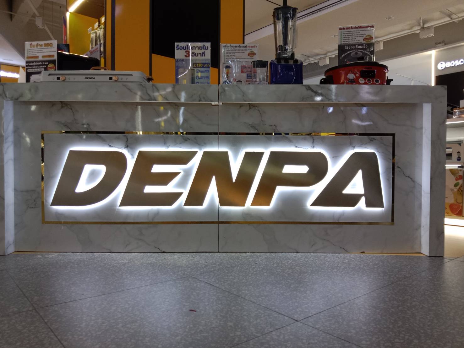 #ป้ายอักษรสแตนเลสแฮร์ไลน์ไฟออกหลังเนื้อเงินยกขอบ