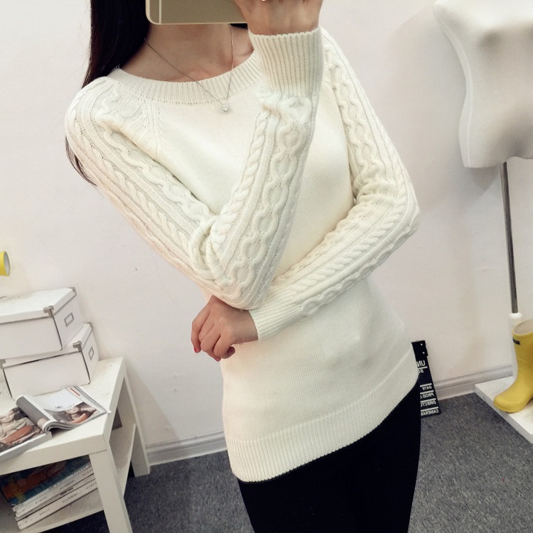 พร้อมส่ง - เสื้อไหมพรมแขนยาว ST115 (สีขาวครีม)