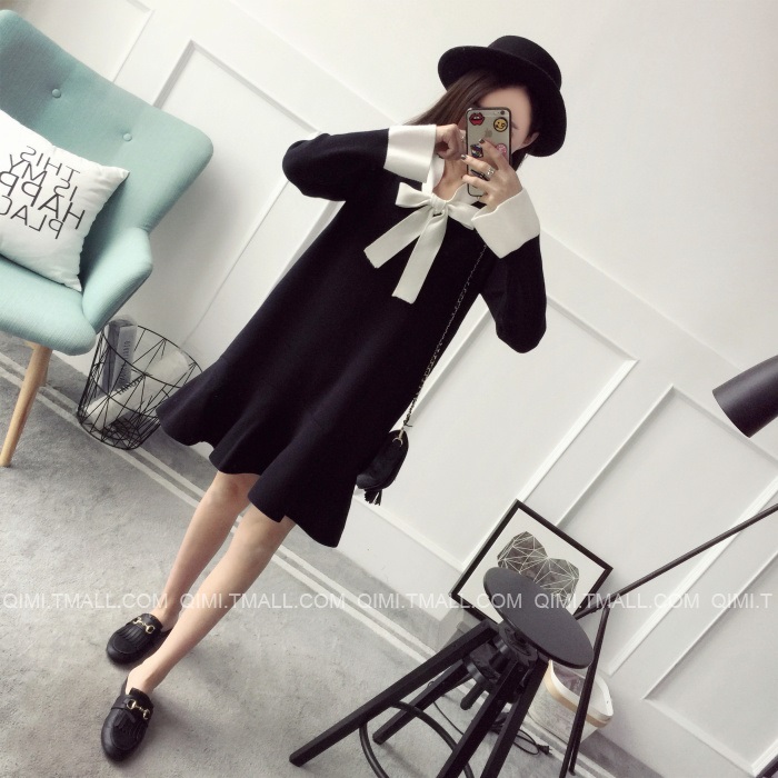 พรีออเดอร์ - เดรสไหมพรม Pre - DT121 (สีดำ)