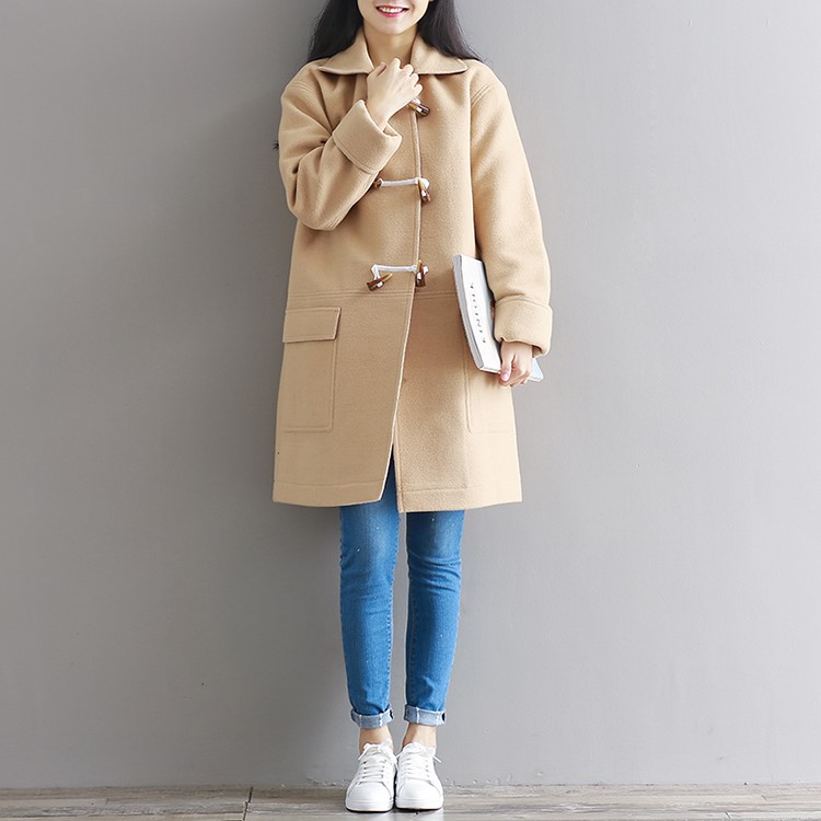 พร้อมส่ง - เสื้อโค้ทผ้าวูล CT164 (สีน้ำตาล)