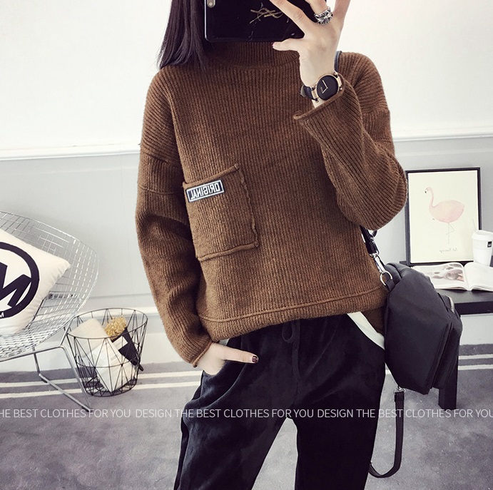 พรีออเดอร์ - เสื้อไหมพรมแขนยาวทรงหลวม Pre- ST758 (สีน้ำตาล)