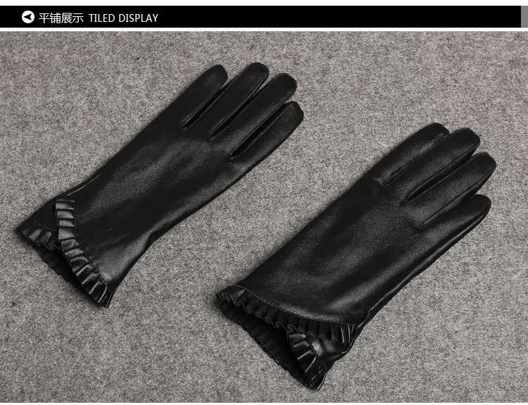 พร้อมส่ง - ถุงมือหนังทัชสกรีน GT180 (สีดำ)