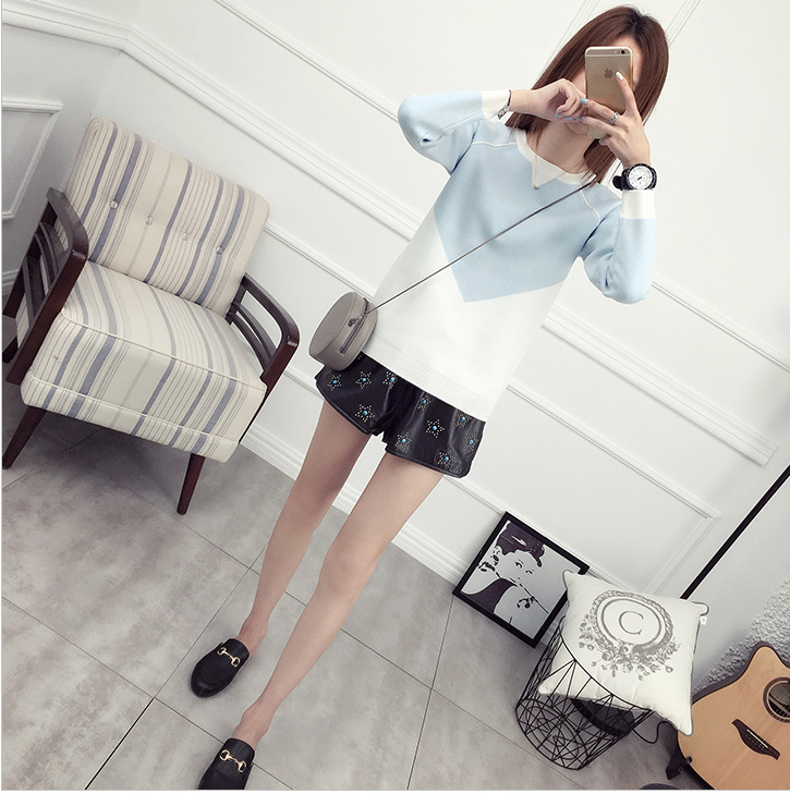 พร้อมส่ง - เสื้อไหมพรมแขนยาว ST186 (สีฟ้า)