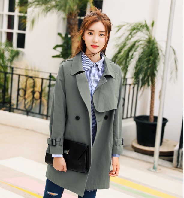 พร้อมส่ง - Trench Coat เสื้อโค้ท CT222 (สีเขียว)