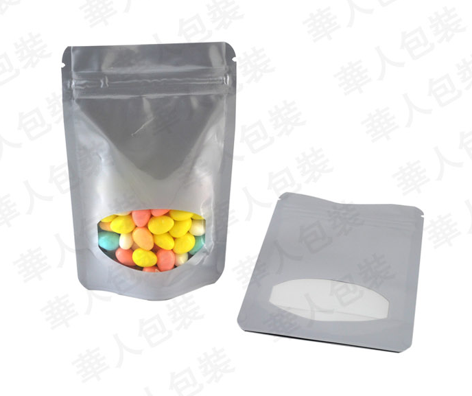 ถุงฟอยล์ซิปล็อคตั้งได้ - ฟอยล์สี หน้าต่างวงกลม (เมทัลไลท์)