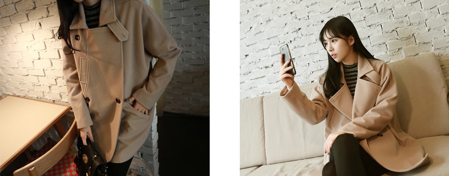 พรีออเดอร์ - เสื้อโค้ทผ้าวูลกันหนาว Pre - CT612 (สีน้ำตาล)