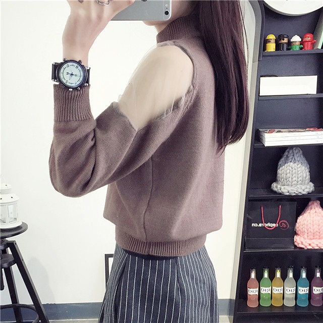 พรีออเดอร์ - เสื้อไหมพรมแฟชั่นแขนยาว Pre - ST668 (สีน้ำตาล)