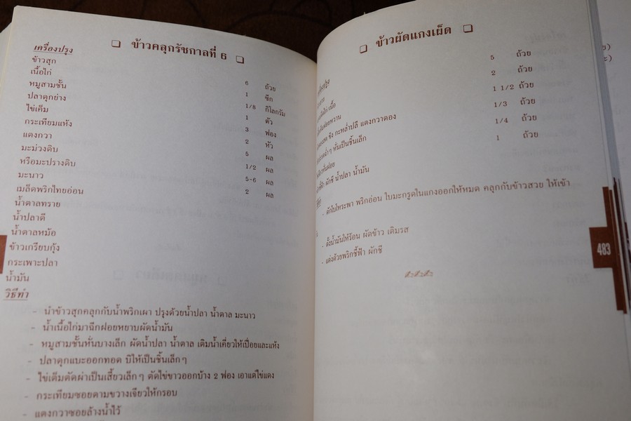 ตำราอาหาร เพื่อคุณเเม่บ้าน โดย คุณหญิงกอบลาภ เย็นมะโนช หนา 513 หน้า