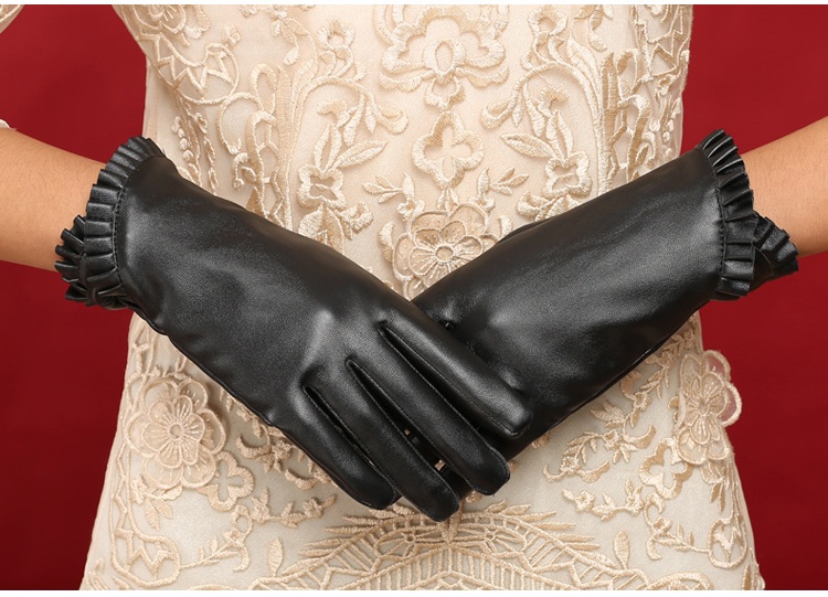 พร้อมส่ง - ถุงมือหนังทัชสกรีน GT180 (สีดำ)