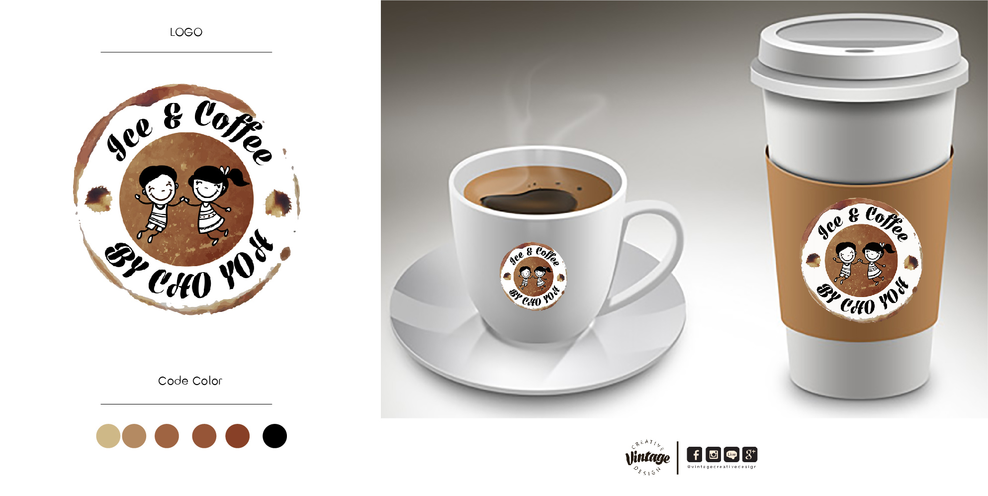 ออกแบบโลโก้และเมนูร้าน CHO YOH Ice&Coffee ร้านกาแฟ/ชาเก๋ๆชิคๆ