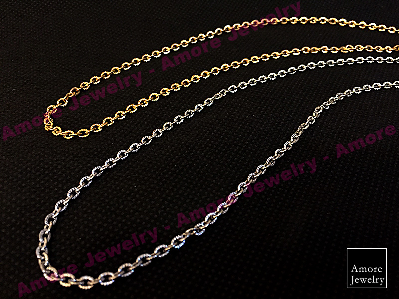 Small Chain Necklace (embossed) - สร้อยคอโซ่เล็กปั๊มลาย 0.8mm