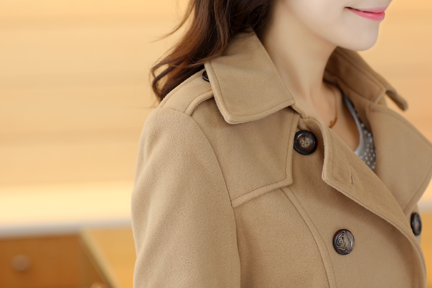 พร้อมส่ง - เสื้อโค้ทผ้าวูลกันหนาว CT150 (สีน้ำตาล)