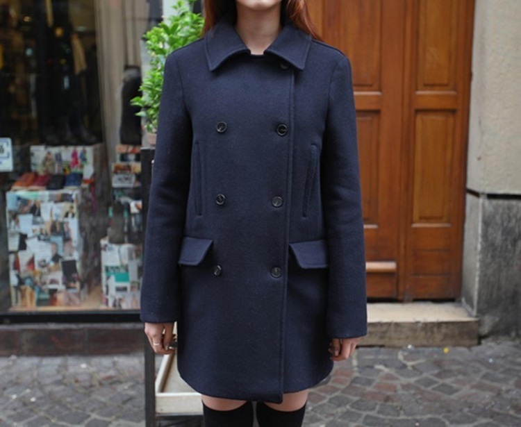 พร้อมส่ง - เสื้อโค้ทผ้าวูล CT111 (สีกรม)