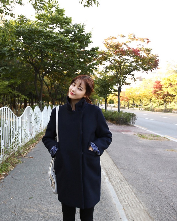 พรีออเดอร์ - เสื้อโค้ทผ้าวูลกันหนาว Pre - CT636 (สีกรม)