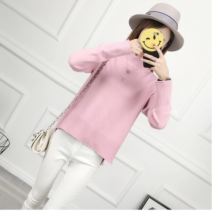 พร้อมส่ง - เสื้อไหมพรมทรงหลวม ST196 (สีชมพู)