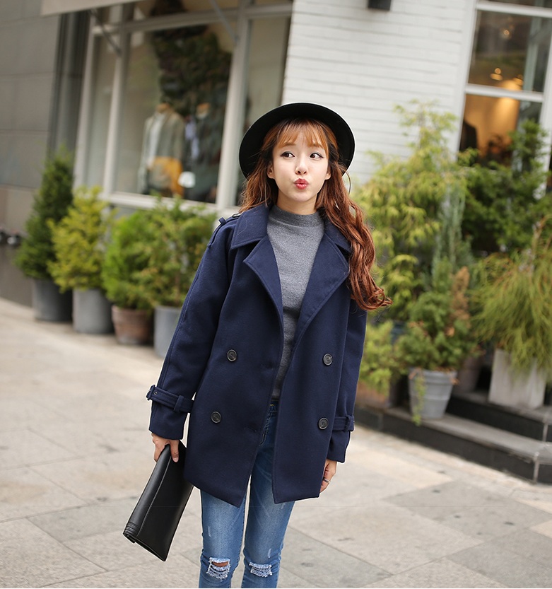 พรีออเดอร์ - เสื้อโค้ทผ้าวูลกันหนาว Pre - CT626 (สีกรม)