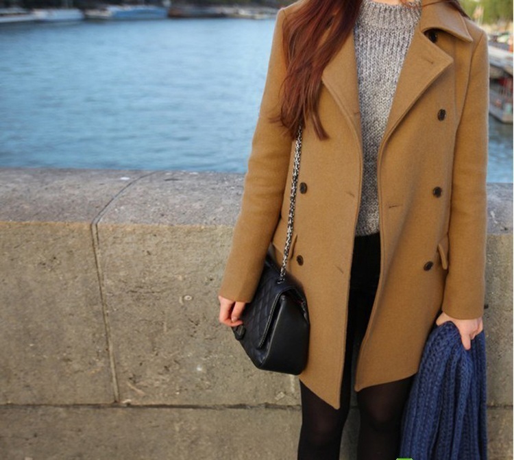 พร้อมส่ง - เสื้อโค้ทผ้าวูล CT110 (สีน้ำตาล)