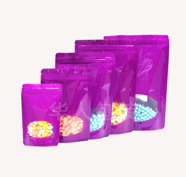 ถุงฟอยล์ซิปล็อคตั้งได้ - ฟอยล์สี หน้าต่างวงกลม (เมทัลไลท์)