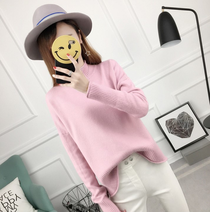 พร้อมส่ง - เสื้อไหมพรมทรงหลวม ST196 (สีชมพู)