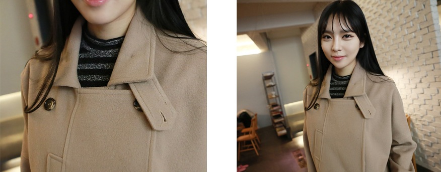 พรีออเดอร์ - เสื้อโค้ทผ้าวูลกันหนาว Pre - CT612 (สีน้ำตาล)