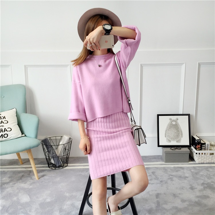 พรีออเดอร์ - เดรสไหมพรม Pre - DT152 (สีม่วง)