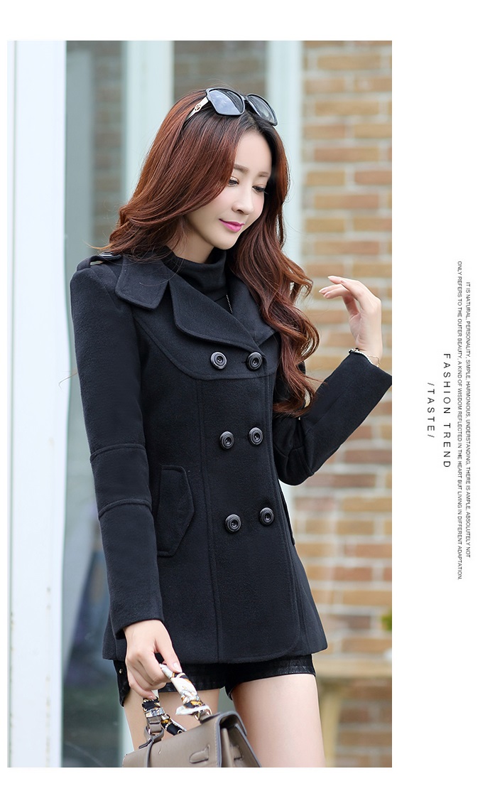 พร้อมส่ง - เสื้อโค้ทผ้าวูล CT125 (สีดำ)