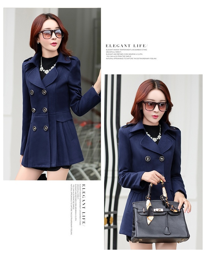 พรีออเดอร์ - เสื้อโค้ทผ้าวูลกันหนาว Pre - CT720 (สีกรม)