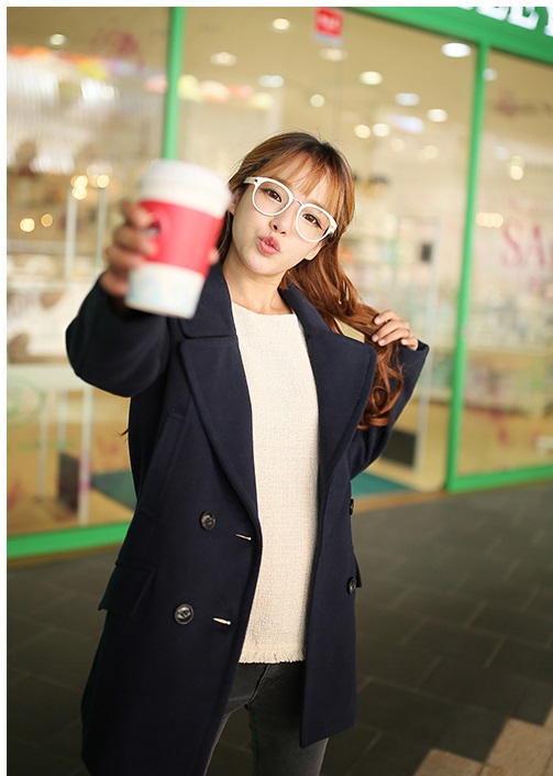 พร้อมส่ง - เสื้อโค้ทผ้าวูลกันหนาว CT115 (สีกรม)