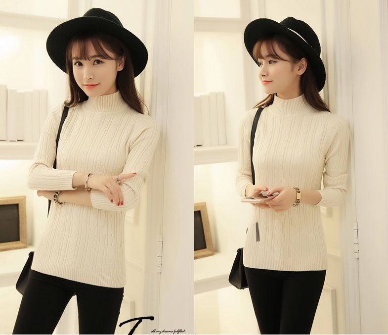 พรีออเดอร์ - เสื้อไหมพรมคอเต่า Pre - ST744 (ขาวครีม)