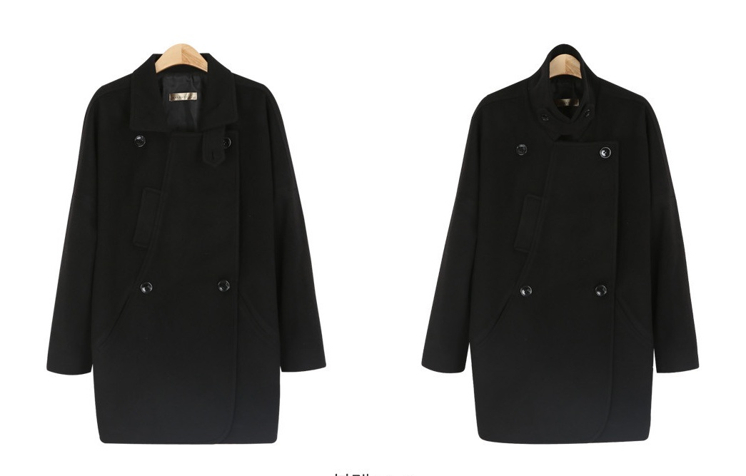 พรีออเดอร์ - เสื้อโค้ทผ้าวูลกันหนาว Pre - CT611 (สีดำ)