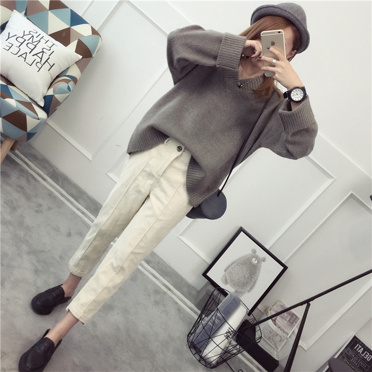 พรีออเดอร์ - เสื้อไหมพรมแฟชั่นแขนยาว Pre - ST775 (สีเทาเข้ม)