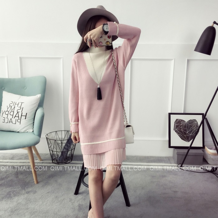 พรีออเดอร์ - เดรสไหมพรม Pre - DT116 (สีชมพู)