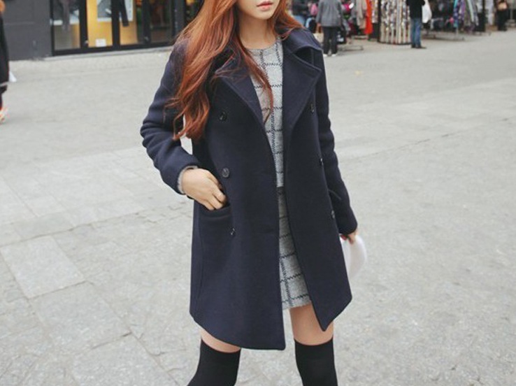 พร้อมส่ง - เสื้อโค้ทผ้าวูล CT111 (สีกรม)