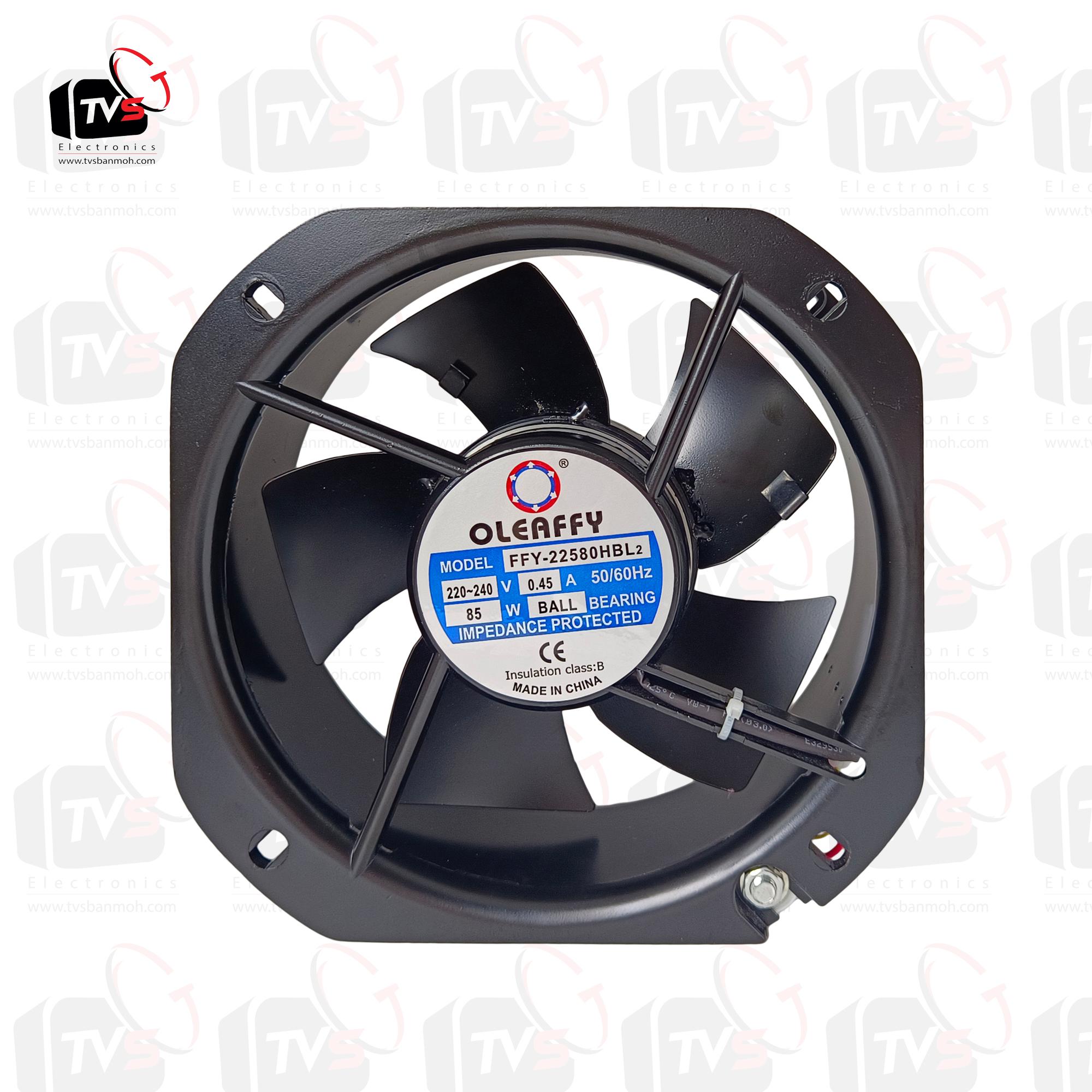 OLEAFFY พัดลมระบายความร้อน Cooling fan 220-240V 50/60Hz 0.45A FFY-22580HBL2 9นิ้ว แกนลูกปืน ใบพัดเหล็ก