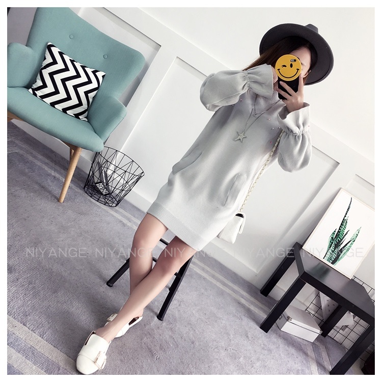 พรีออเดอร์ - เดรสไหมพรม Pre - DT132 (สีเทา)