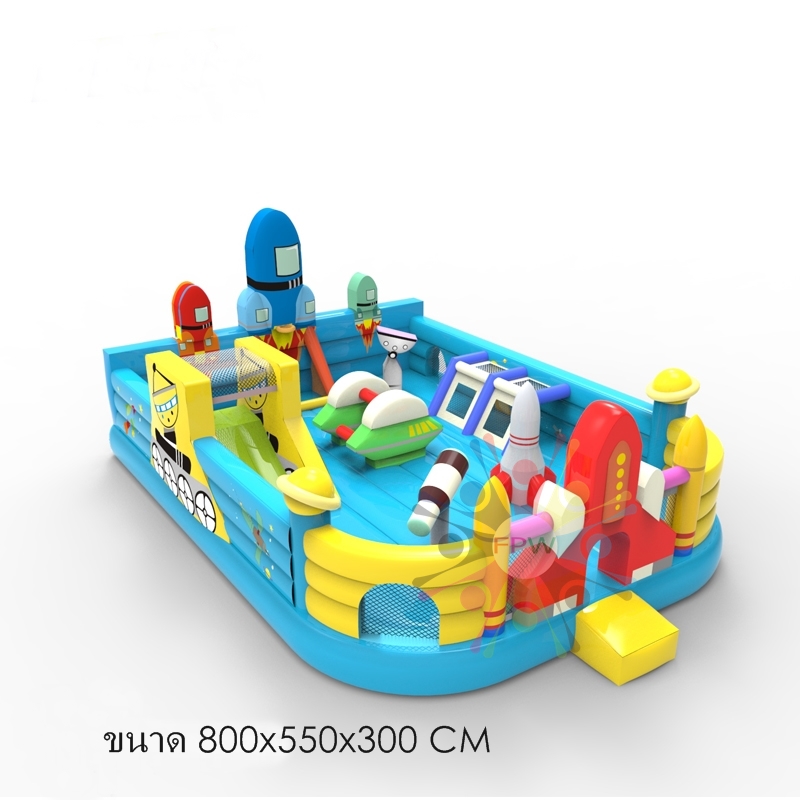 รายละเอียดสินค้า - ขนาด เป่าลมสไลเดอร์บนบก 6x10x3 M - สี สีขาว, สีฟ้า, ลิง, เหลือง, แดง, เขียว, ม่วง, ชมพู, ดำ - มาตรฐาน EN14960, CE, UL, SGS, AS3533 - ผ้าใบกันน้ำ PVC เกรดความทนทานสูงรังสี UV ได้รับการรักษา, หน่วงไฟ,น้ำ -หลักฐานและผ่านใบรับรองสินค้ามาตรฐ