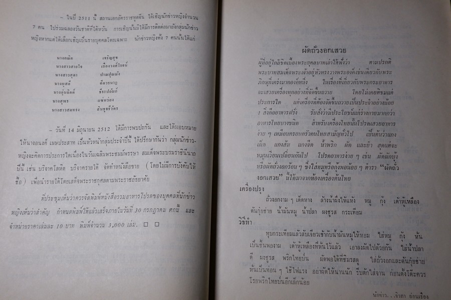 ตำราอาหารชุดพิเศษสุด ของ กลุ่มนักข่าวหญิง ปี 2512