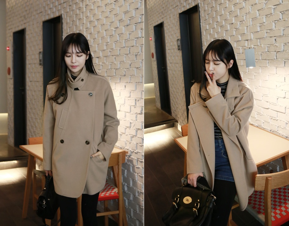 พรีออเดอร์ - เสื้อโค้ทผ้าวูลกันหนาว Pre - CT612 (สีน้ำตาล)