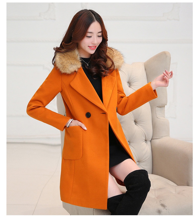 พรีออเดอร์ - เสื้อโค้ทผ้าวูลกันหนาว Pre - CT680 (สีส้มอิฐ)