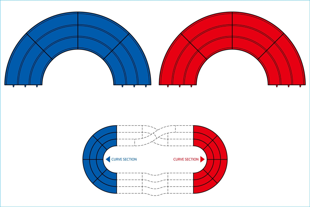 Japan Cup Junior Circuit Curve Section (Blue/Red 4Pcs.each)